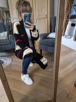 Long gilet à rayures noir