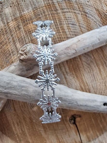 Bracelet jonc argenté flocons - Image 3