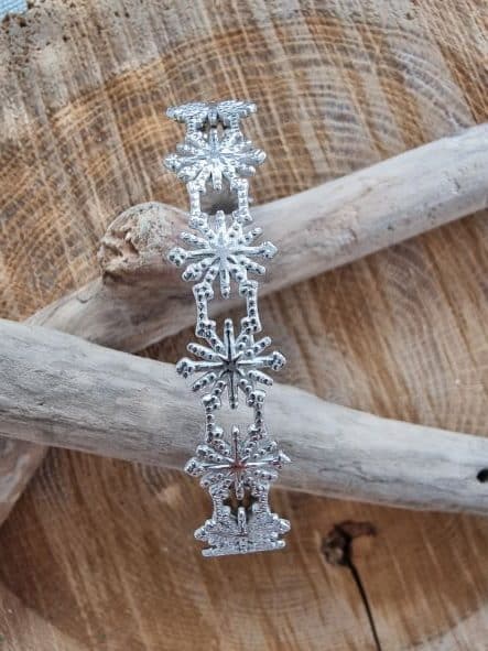 Bracelet jonc argenté flocons - Image 4