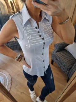 Alternative view of Chemise sans manche brodée