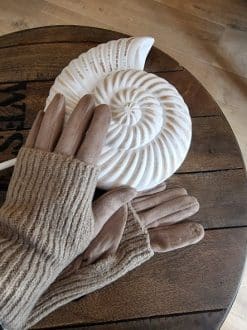 Gants manchettes taupe