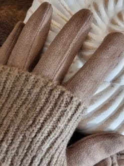 Alternative view of Gants manchettes taupe