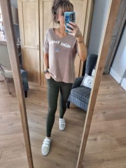 Legging vert taille haute fantaisie