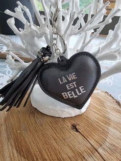 Porte clé NOIR "la vie est belle"