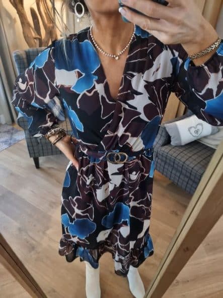 Robe bleue ceinture cercle – Image 2