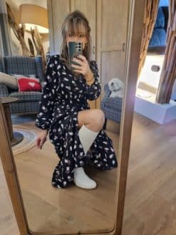 Robe longue motifs beiges