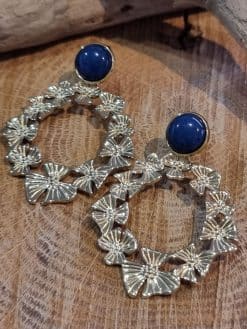 Boucles d Oreille Cercle Noeud bleu