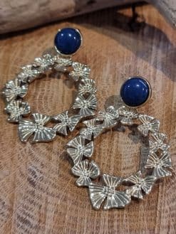 Alternative view of Boucles d Oreille Cercle Noeud bleu