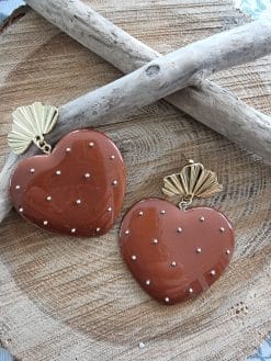 Boucles d'oreilles cœur chocolat