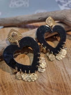 Boucles d'oreilles cœur pailletées