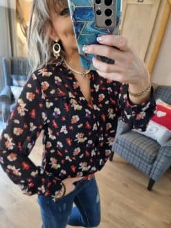 Chemisier floral Rouge et Noir