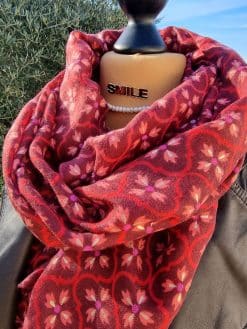 Écharpe Rouge /Rose florale