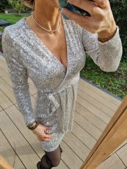 Alternative view of Robe sequins Argent
