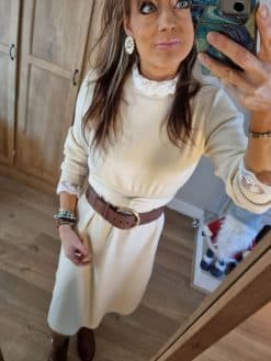 Alternative view of Robe Beige Col Dentelle