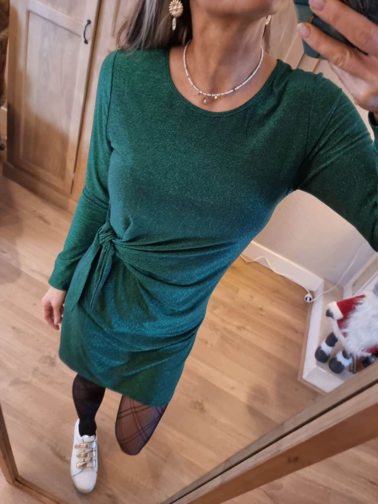 Robe Scintillante Nouée verte – Image 2