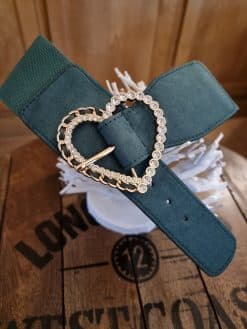 Alternative view of Ceinture Verte Cœur Strass