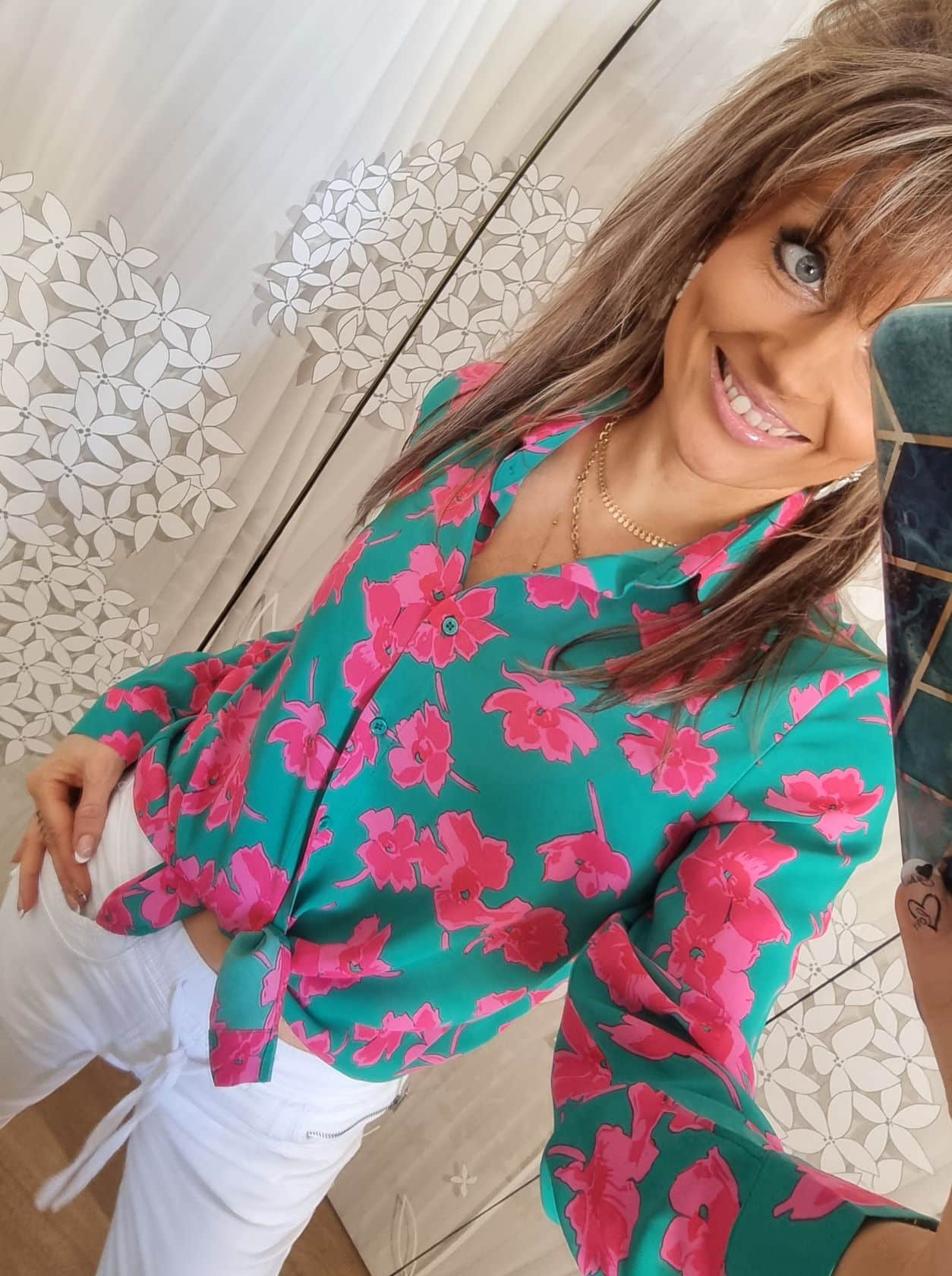 Chemise fushia turquoise