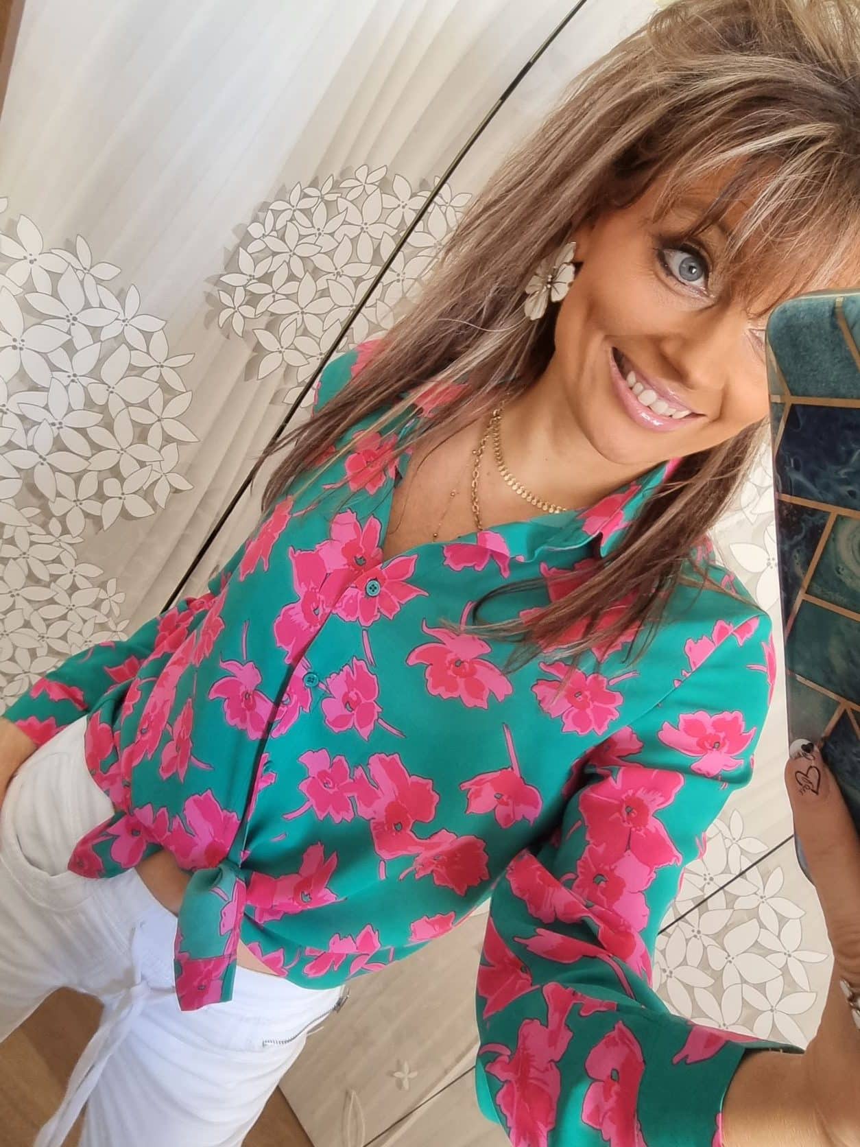 Chemise fushia turquoise - Image 3