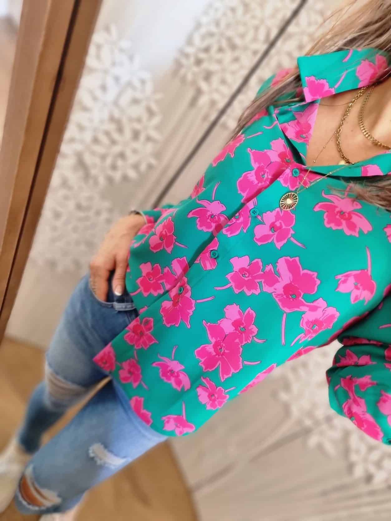 Chemise fushia turquoise - Image 4