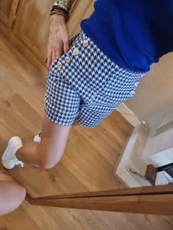 Short bleu pied de poule