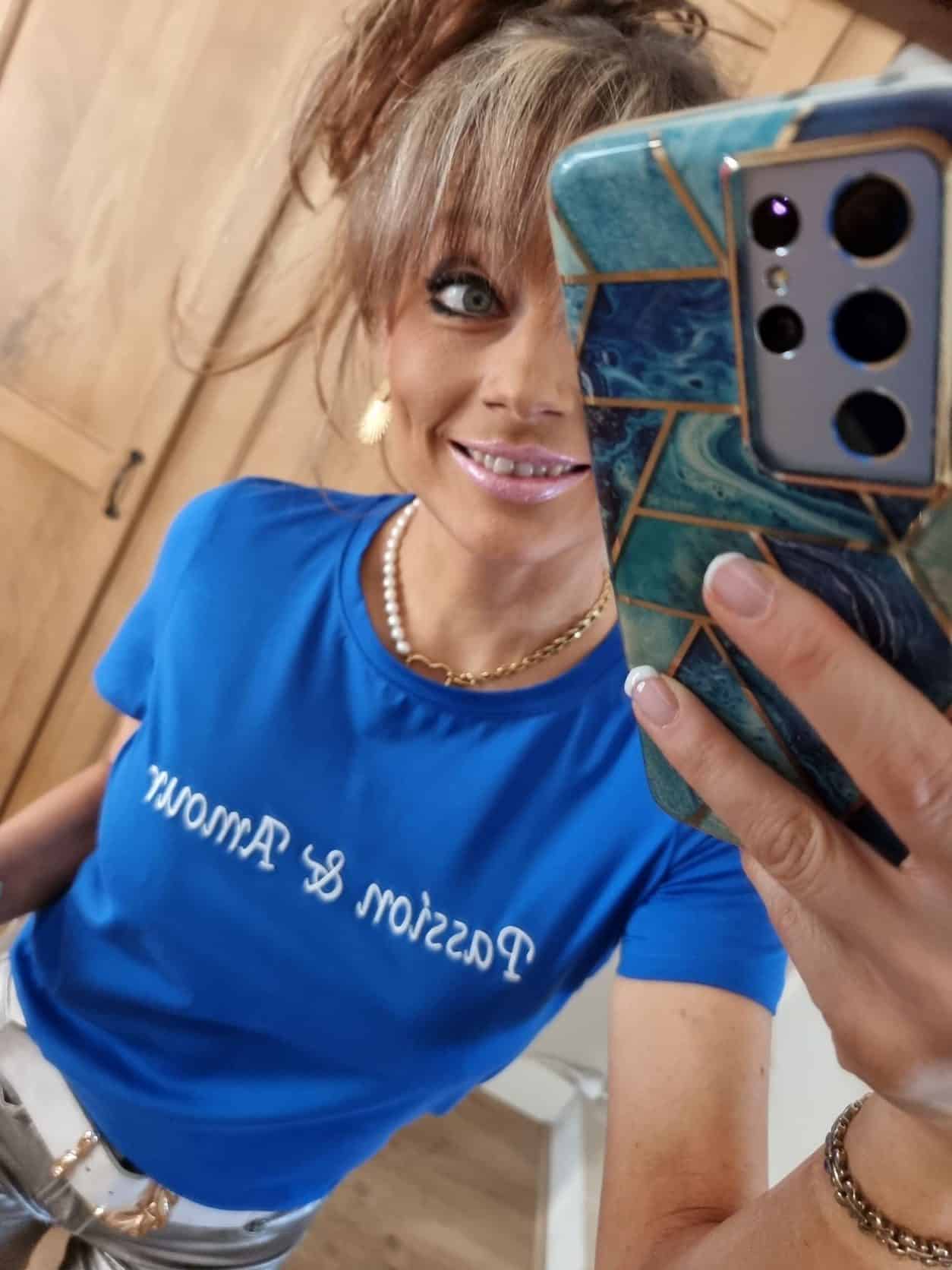 Tee shirt Amour Passion bleu - Image 3