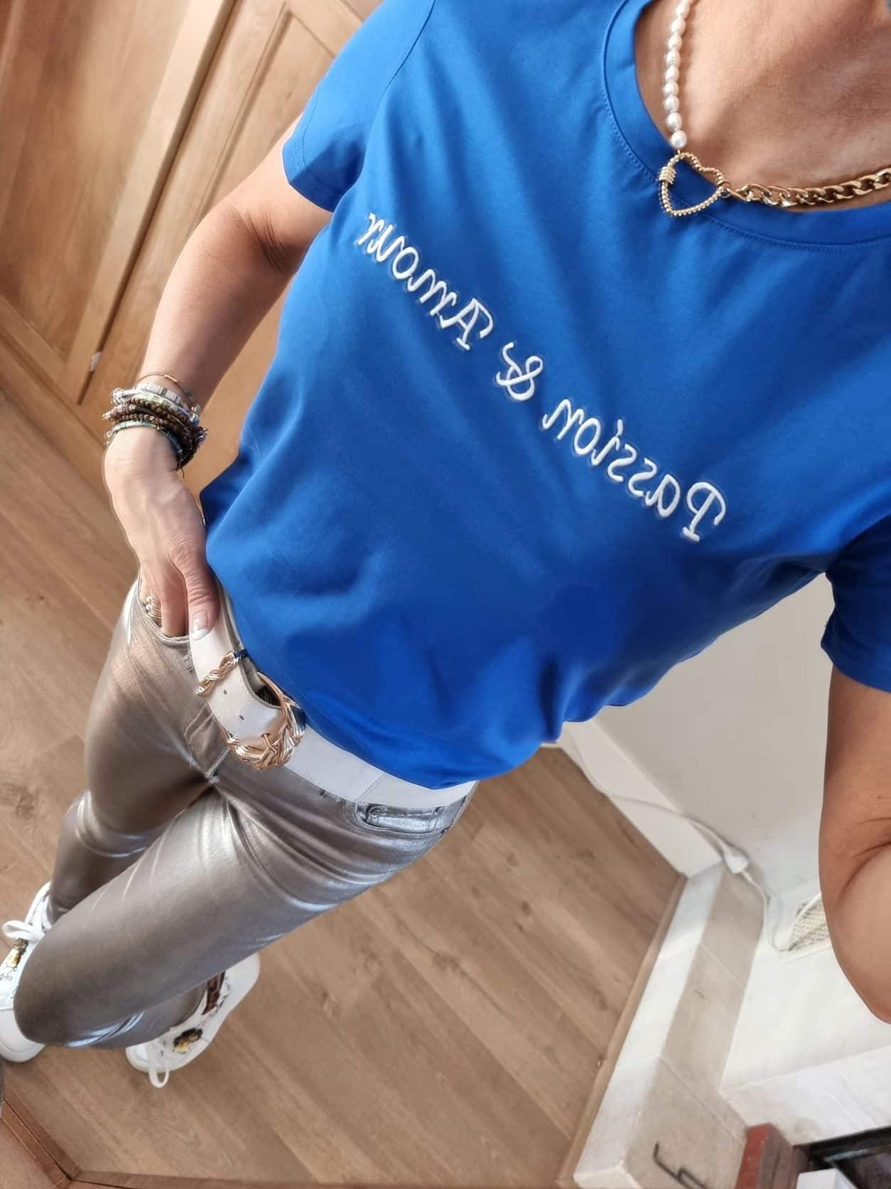 Tee shirt Amour Passion bleu - Image 2