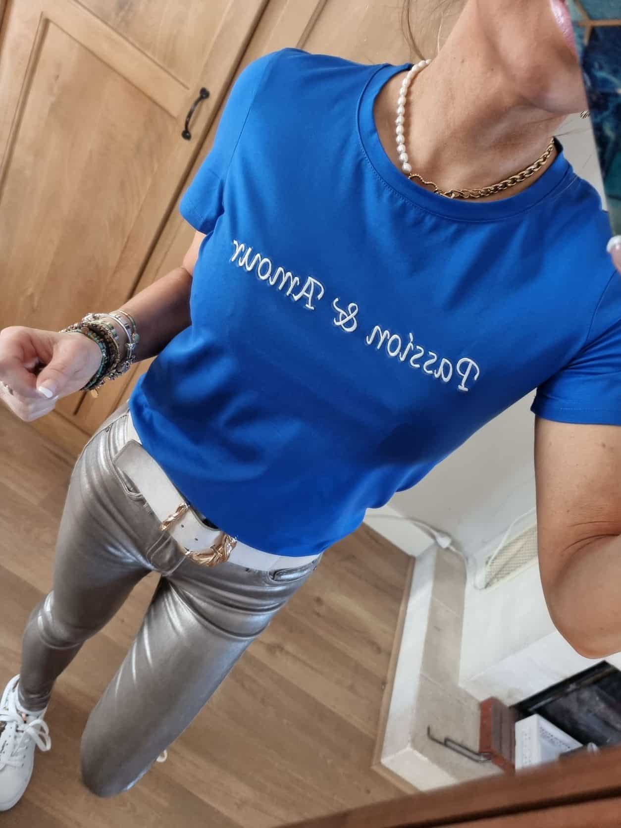 Tee shirt Amour Passion bleu - Image 4