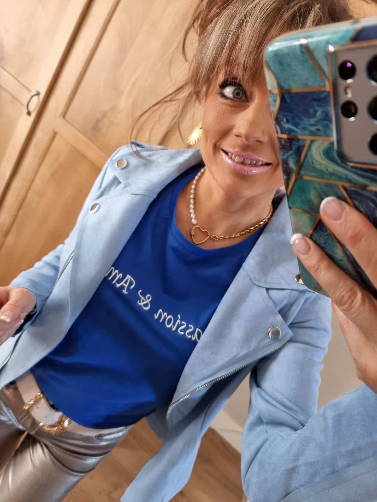 Tee shirt Amour Passion bleu - Image 5