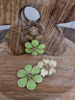 Boucles doubles fleurs 🌸🌸 vertes