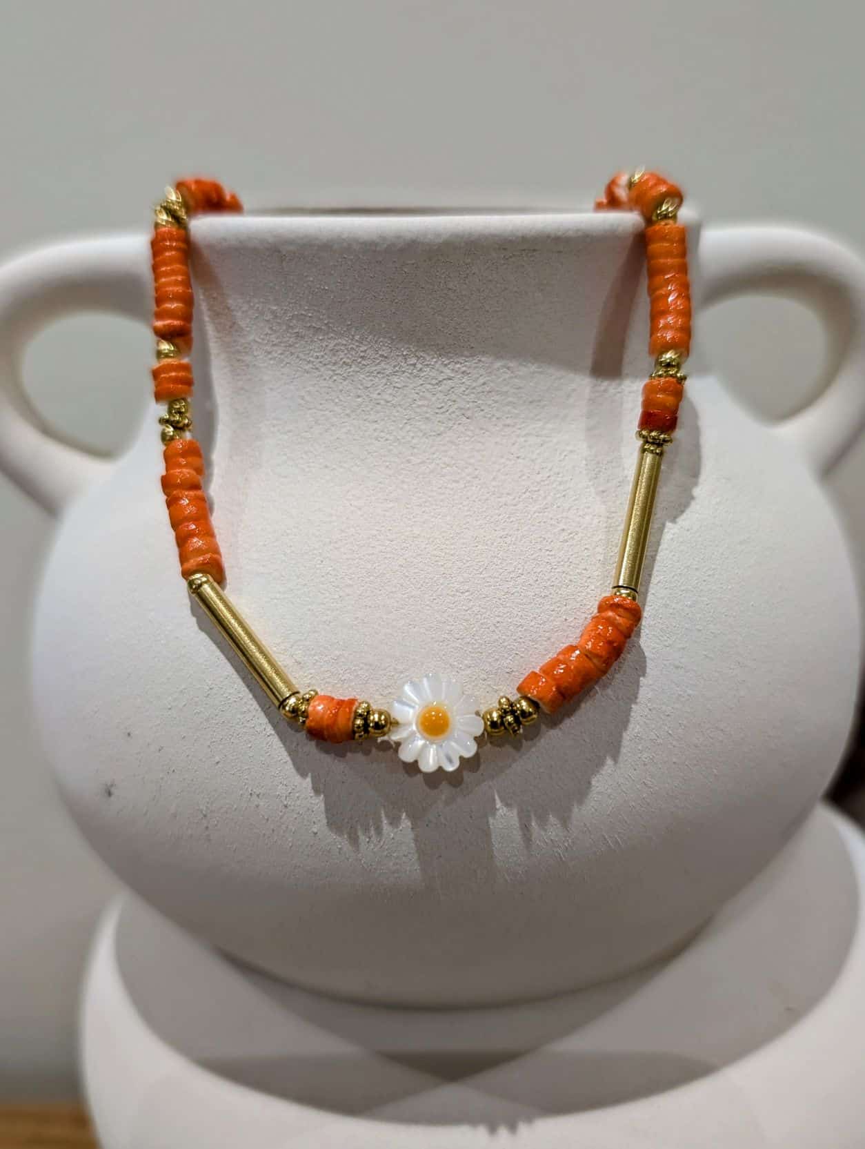 Collier🌸Pâquerettes🌸Orange