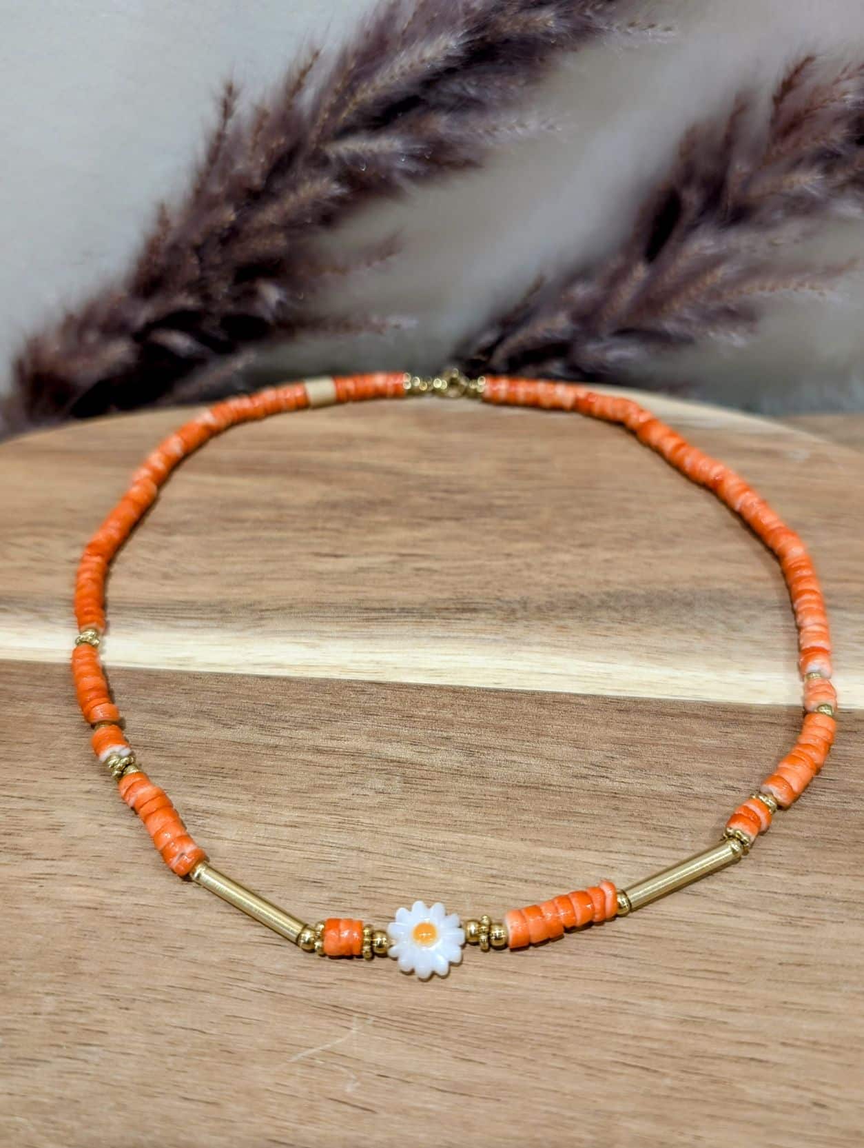 Collier🌸Pâquerettes🌸Orange – Image 2