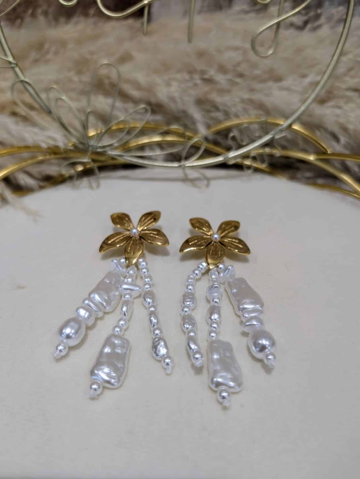 Boucles Fleur Perles 🦪 – Image 3