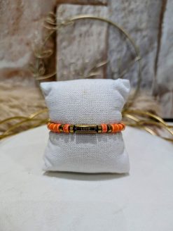 Alternative view of Bracelet Cylindre Perles Orange