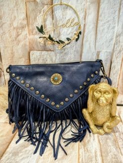 Sac Hippie Franges Bleu