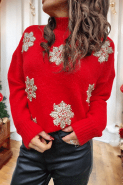 Pull Flocon Rouge