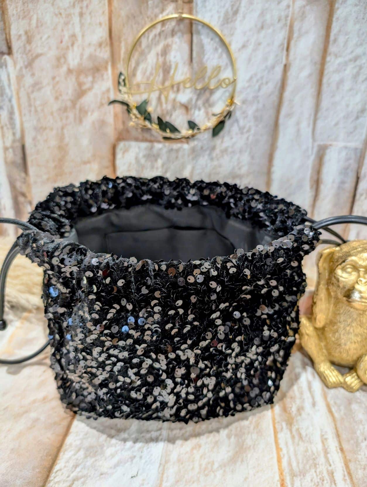 Sac Boule Sequin Noir – Image 2