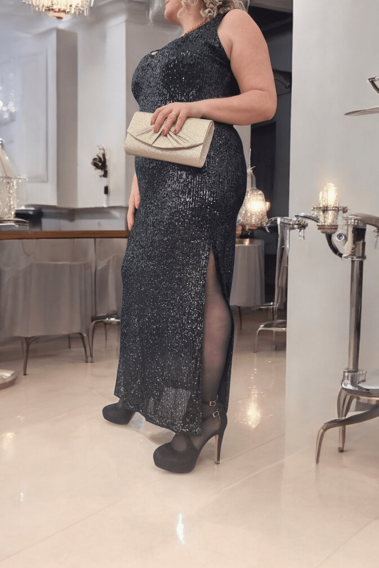 Robe Longue Noire Sequin – Image 4