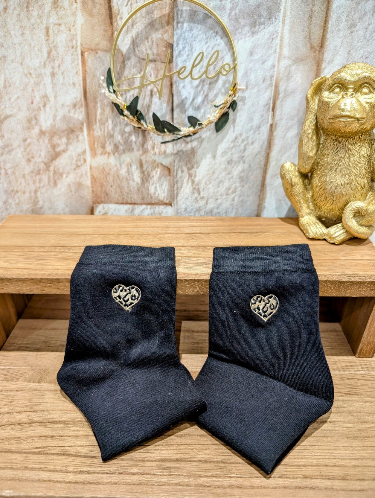 Chaussettes Noires Cœur Léopard – Image 4