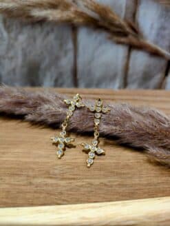 Boucles Doubles Croix Strass