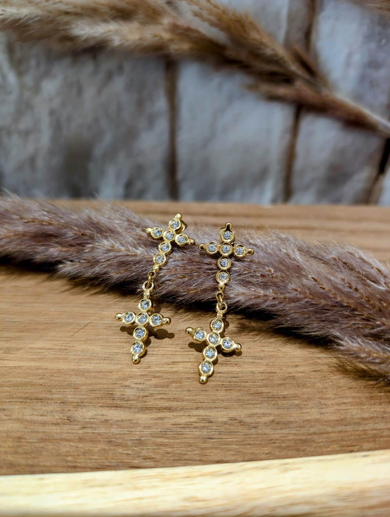 Boucles Doubles Croix Strass