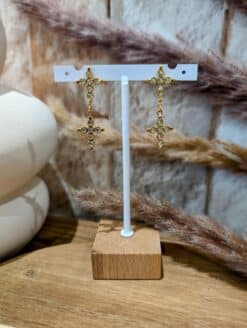 Alternative view of Boucles Doubles Croix Strass