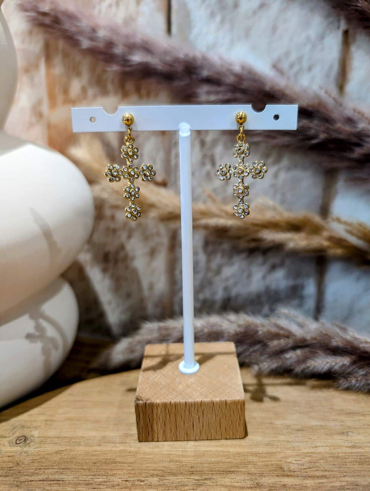 Boucles Croix Strass – Image 2