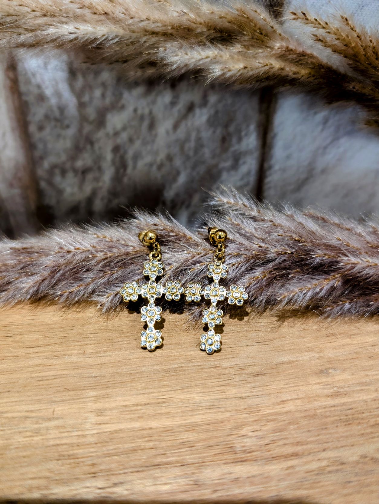 Boucles Croix Strass – Image 3