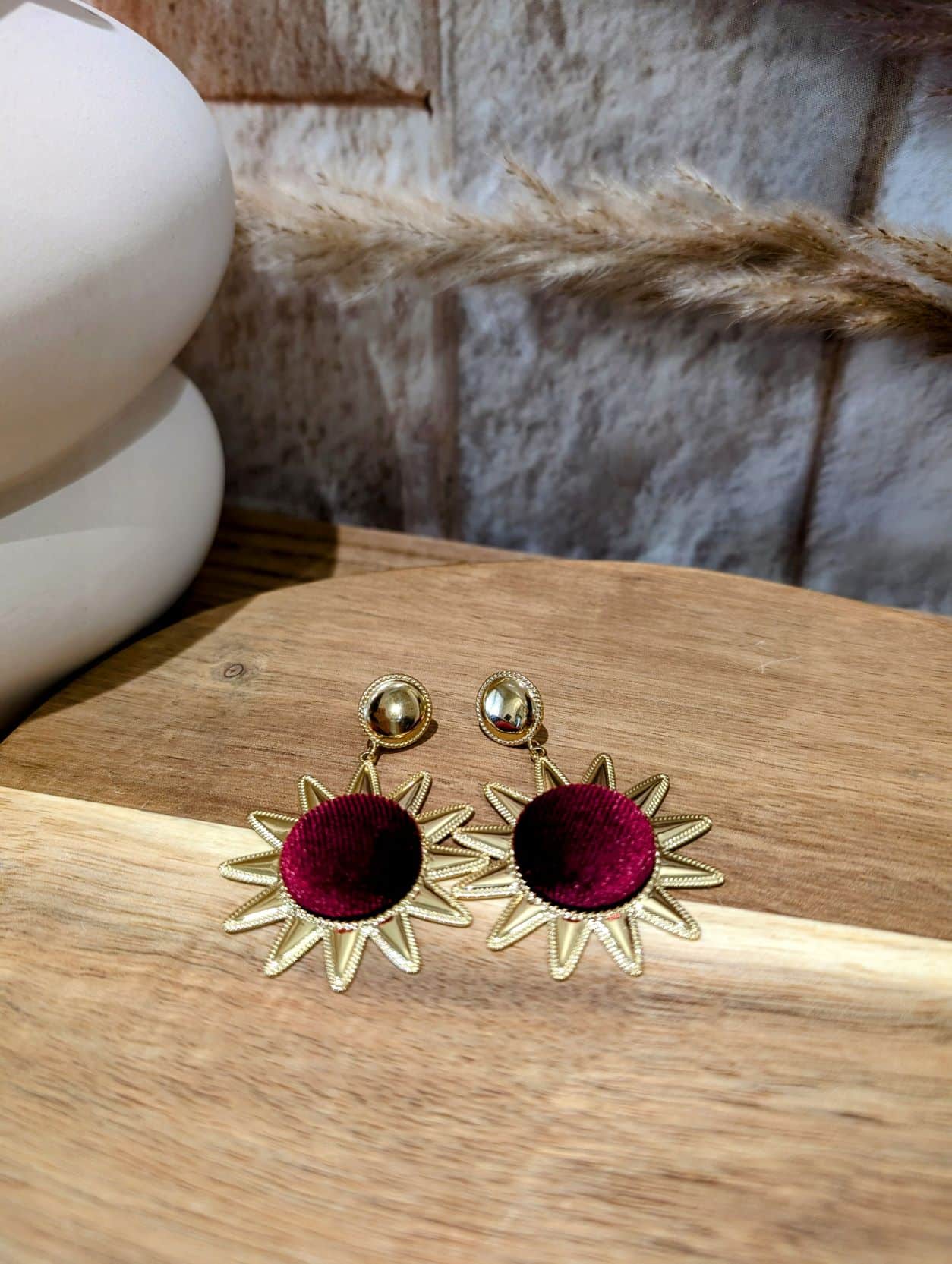 Boucles Soleil Velours Bordeaux - Image 3