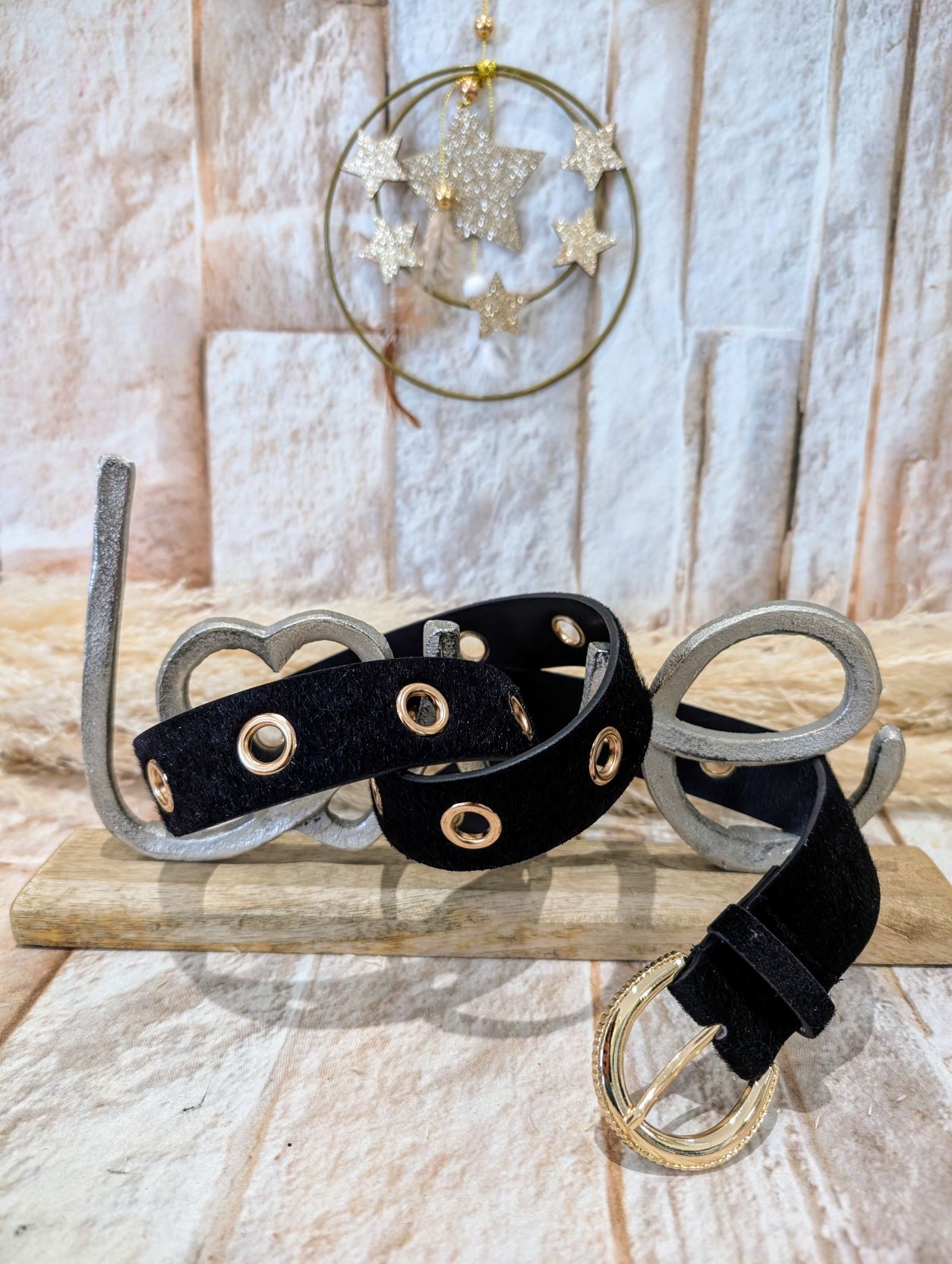 Ceinture Velours Anneaux Dorés
