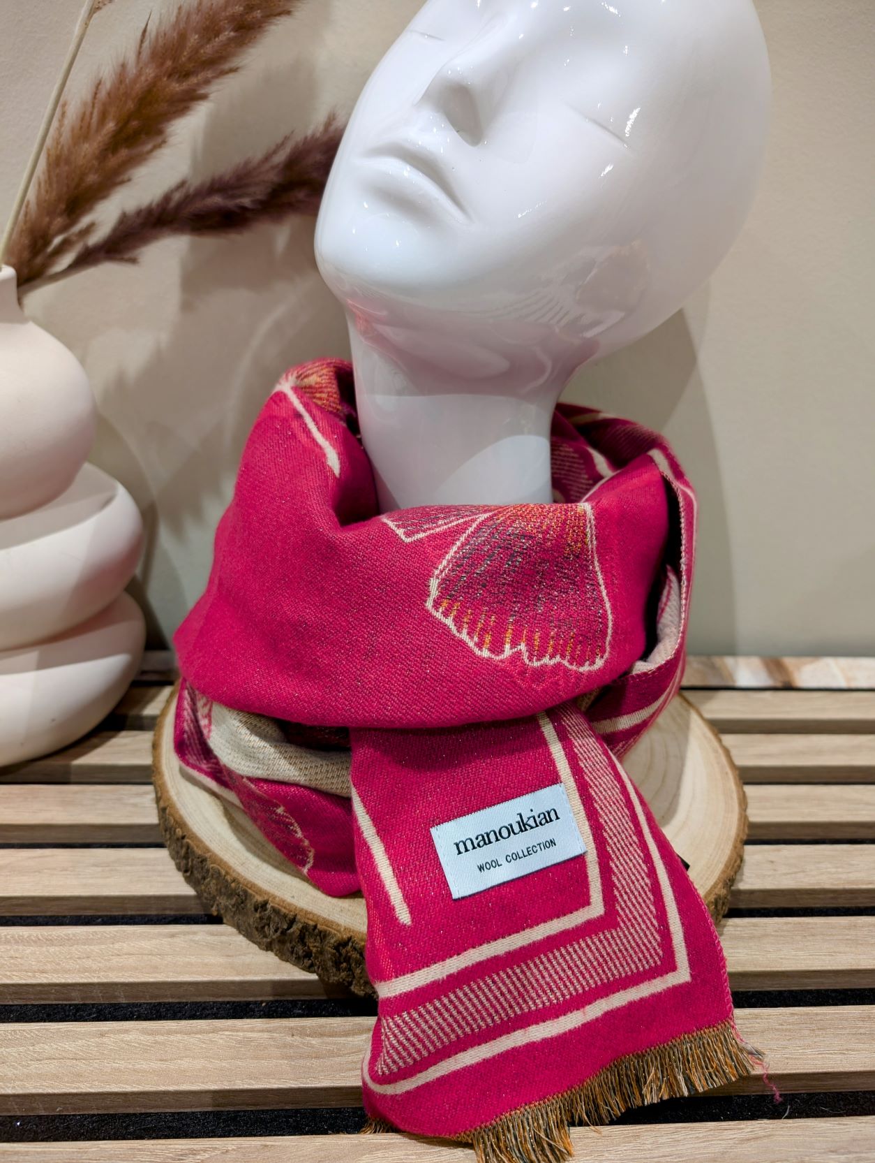 Echarpe Manoukian Ginkgo Fuchsia – Image 3