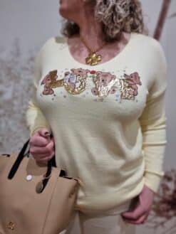 Pull Jaune Nounours Love