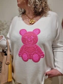 Pull Blanc Nounours Pink - Image 3