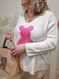 Pull Blanc Nounours Pink - Image 2