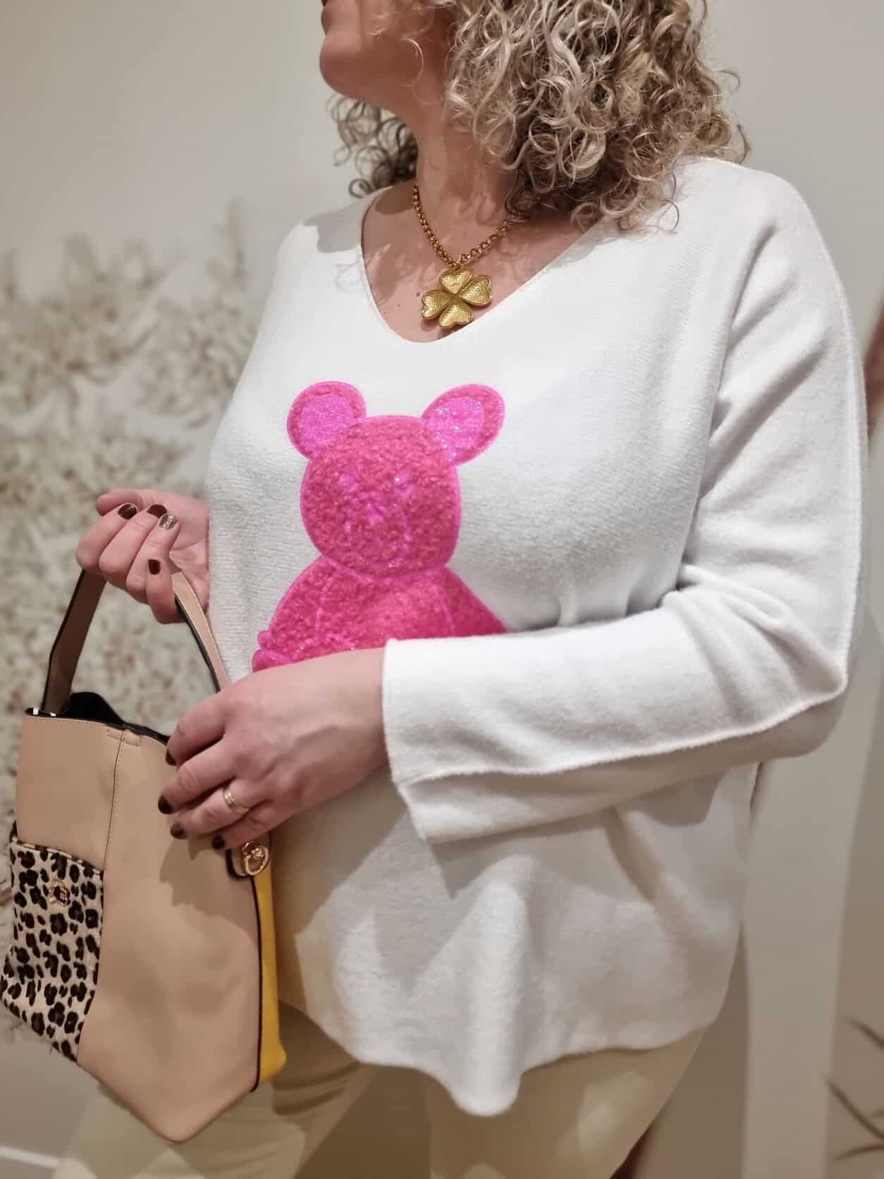Pull Blanc Nounours Pink - Image 2